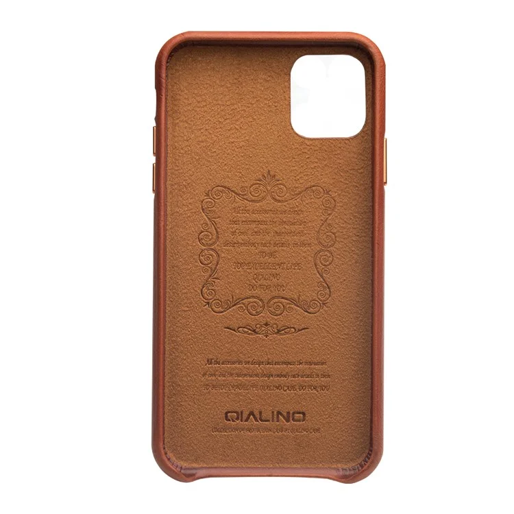 Qialino Genuine Cowhide Leather Telephide Back Case Cell Teléfono Celular Para Iphone 11 Pro 5.8 Pulgadas - Marrón