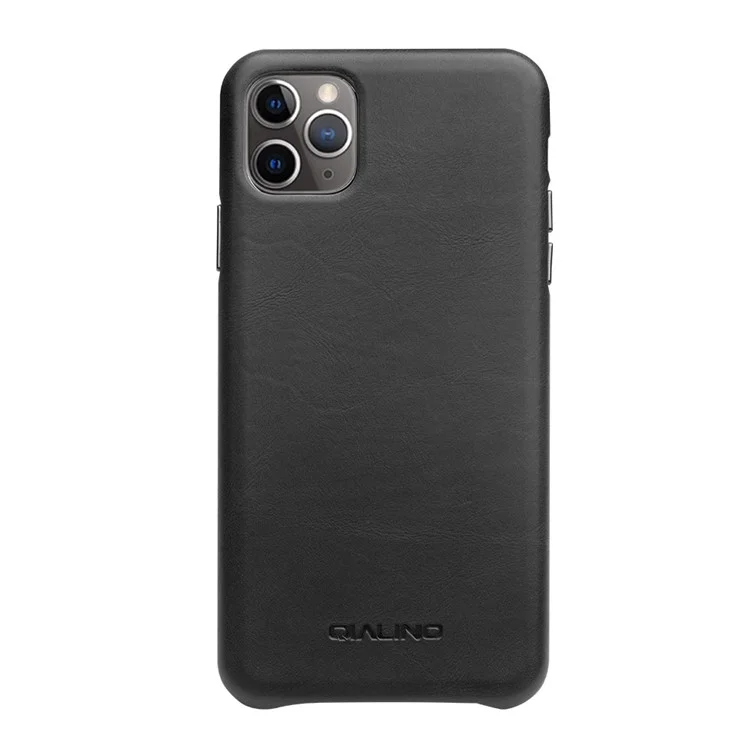 Coque pour iPhone 11 Pro Max 6,5 pouces QIALINO en cuir véritable - Noir