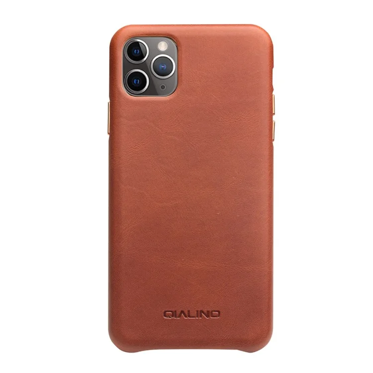 Étui pour iPhone 11 Pro Max 6,5 pouces QIALINO en cuir véritable - Marron