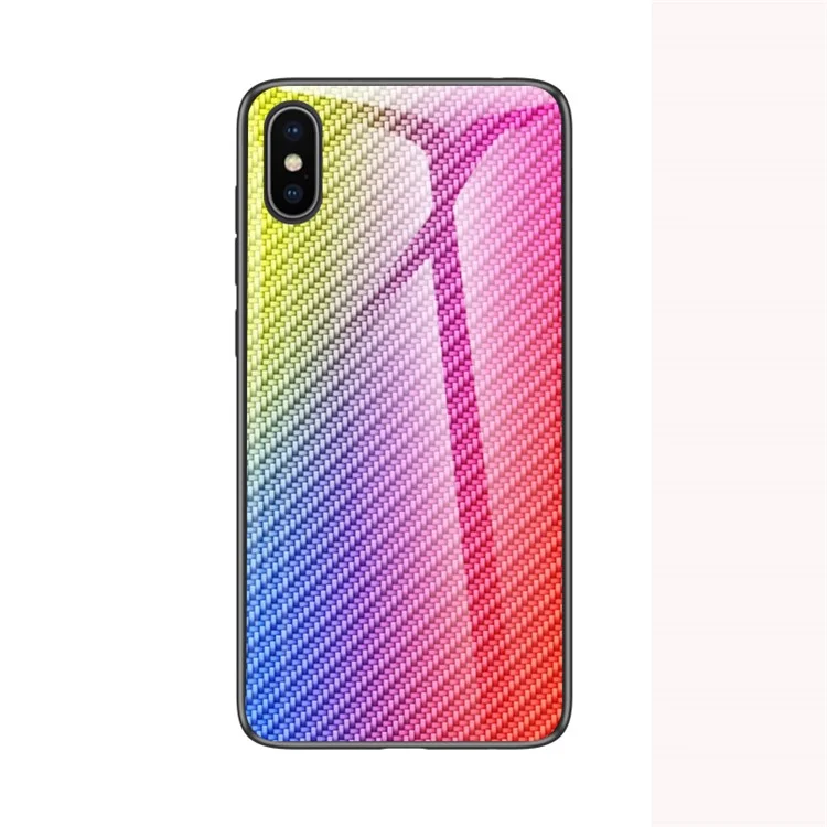 Texture en Fibre de Carbone Verre Trempée + PC + TPU Hybrid Phone Case Pour Iphone XS Max 6,5 Pouces - Multicolore