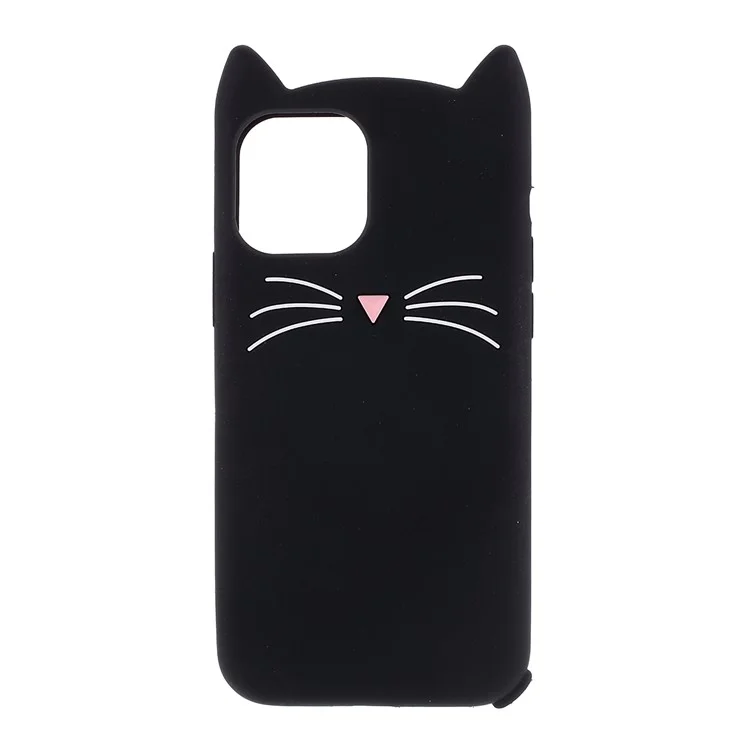3D Schnurrbart-Katzen-Silikonhülle für iPhone 11 6.1 Zoll - Schwarz