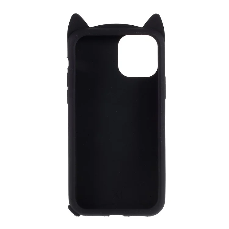 3D Schnurrbart-Katzen-Silikonhülle für iPhone 11 6.1 Zoll - Schwarz