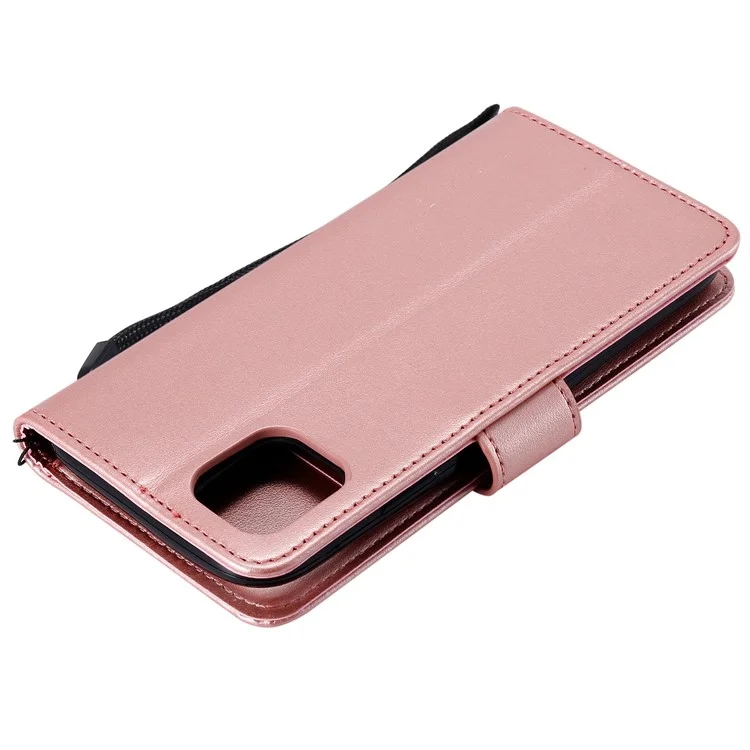 Imprint Flower Leather Wallet Phone Casing for iPhone 11 6.1 inch - Rose Gold