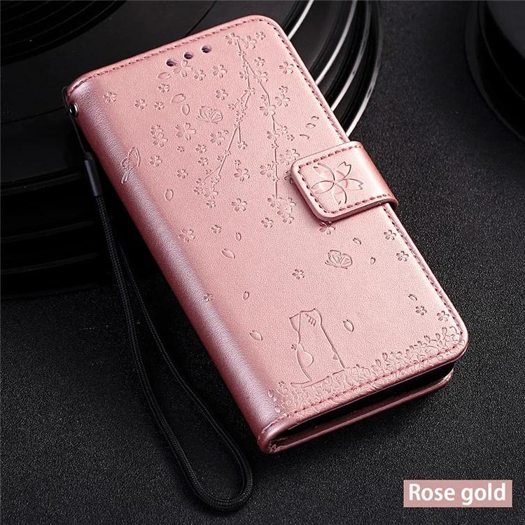 Imprint Flower Leather Wallet Phone Casing for iPhone 11 6.1 inch - Rose Gold