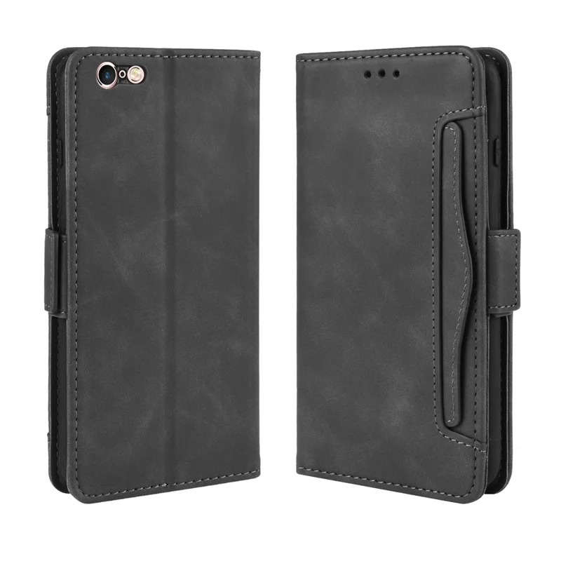 Leather Wallet Stand Phone Shell Cover with Multiple Card Slots Shell for iPhone 6/6s 4.7-inch - Black