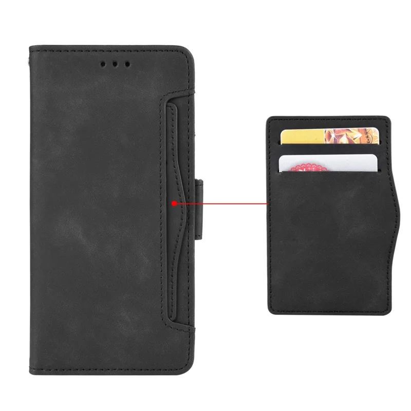 Leather Wallet Stand Phone Shell Cover with Multiple Card Slots Shell for iPhone 6/6s 4.7-inch - Black