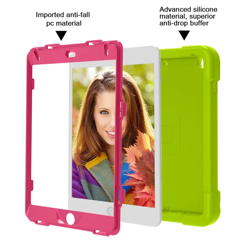 360° Swivel Kickstand PC + Silicone Tablet Shell for iPad mini (2019) 7.9 inch / mini 4 - Green/Rose