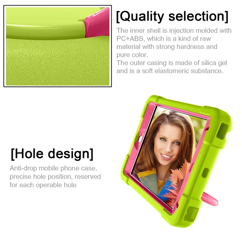 360° Swivel Kickstand PC + Silicone Tablet Shell for iPad mini (2019) 7.9 inch / mini 4 - Green/Rose