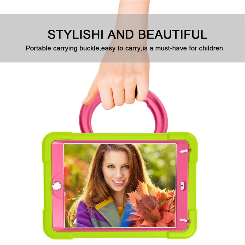 360° Swivel Kickstand PC + Silicone Tablet Shell for iPad mini (2019) 7.9 inch / mini 4 - Green/Rose