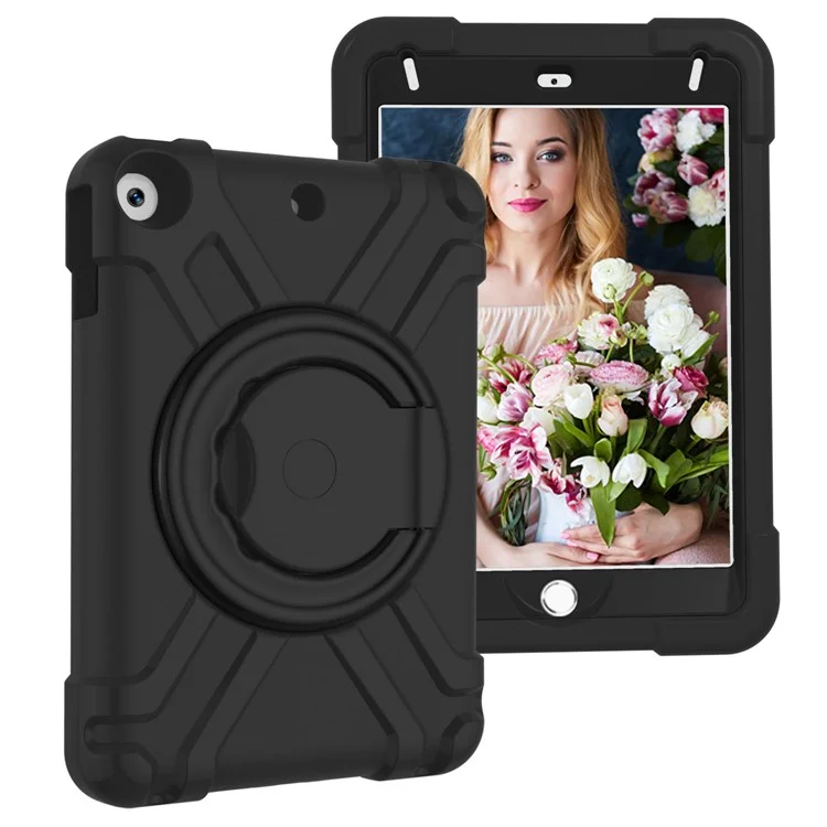 360 ° Swivel Kickstand PC + Silicone Tablet Shell Para IPad Mini (2019) 7.9 Pulgadas / Mini 4 - Todo Negro