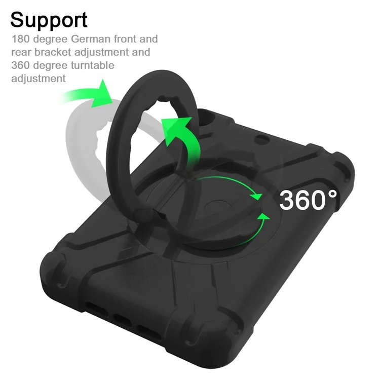 360 ° Swivel Kickstand PC + Coquille De Tablette En Silicone Pour IPad Mini (2019) 7,9 Pouces / mini 4 - Tout Noir