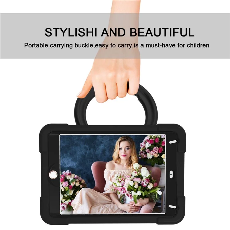 360 ° Swivel Kickstand PC + Coquille De Tablette En Silicone Pour IPad Mini (2019) 7,9 Pouces / mini 4 - Tout Noir