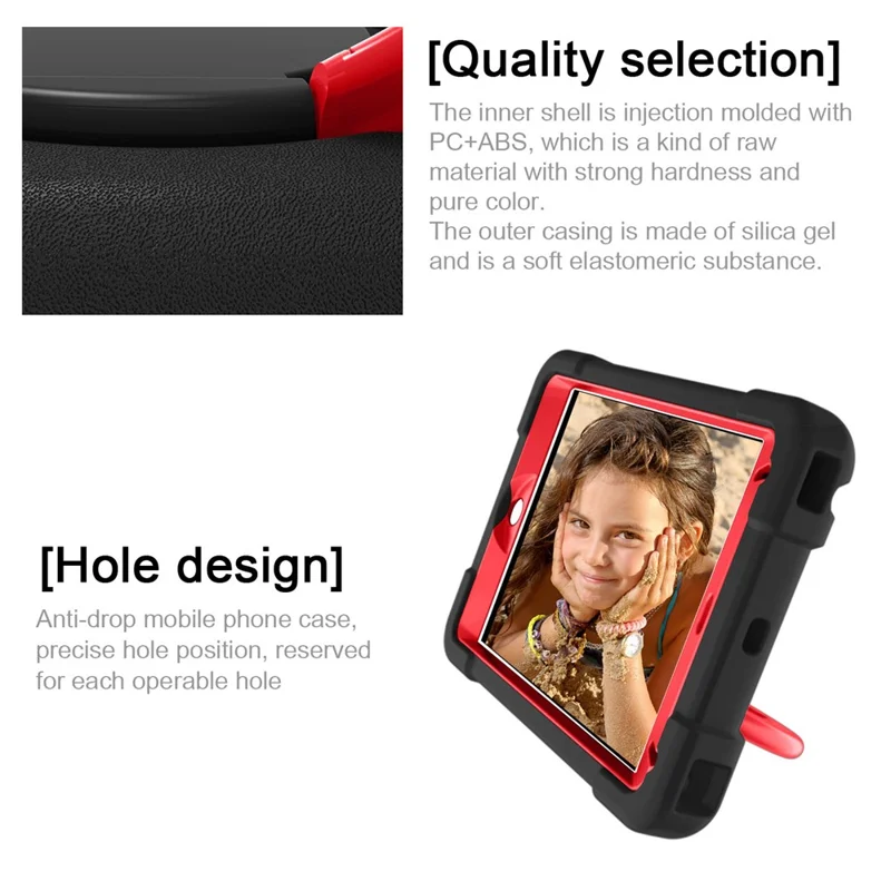 360° Swivel Kickstand PC + Silicone Tablet Shell for iPad mini (2019) 7.9 inch / mini 4 - Black/Red