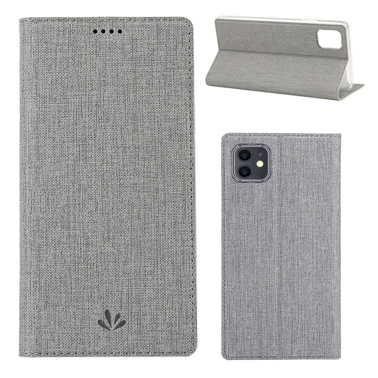 VILI DMX Cruz Teclate Stand Leather Holder Case Para Iphone 11 6,1 Polegadas - Cinza