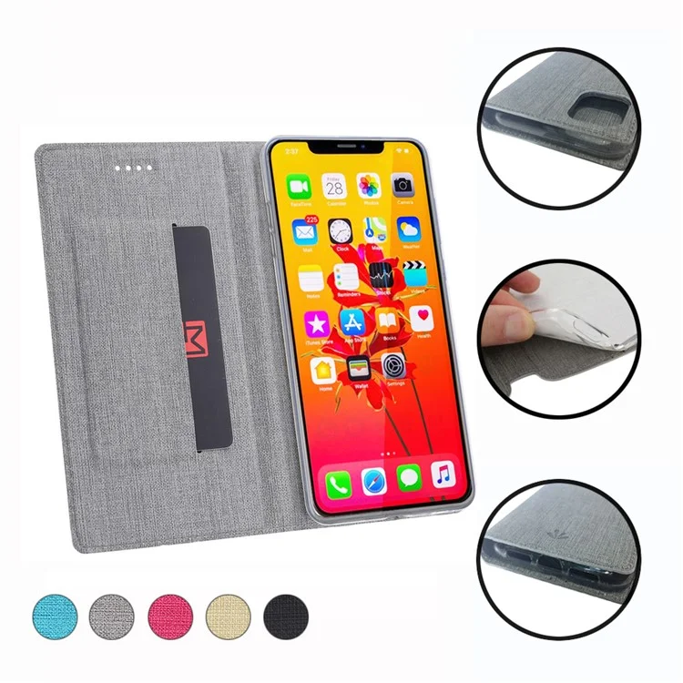 VILI DMX Cruz Teclate Stand Leather Holder Case Para Iphone 11 6,1 Polegadas - Cinza