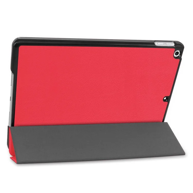 Étui de protection à rabat triple pour iPad 10,2 (2021) / (2020) / (2019) en cuir PU avec fonction de mise en veille/réveil automatique - Rouge