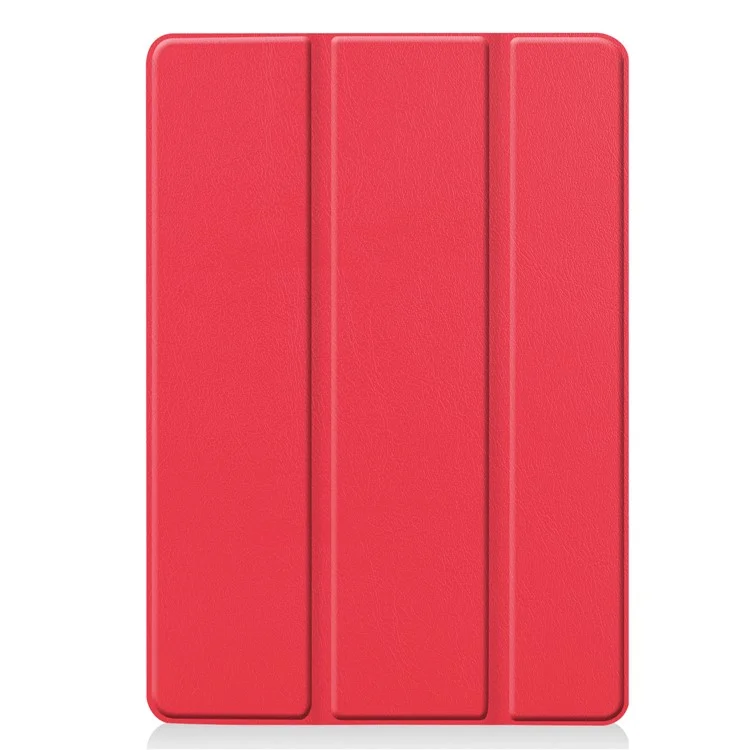 Étui de protection à rabat triple pour iPad 10,2 (2021) / (2020) / (2019) en cuir PU avec fonction de mise en veille/réveil automatique - Rouge