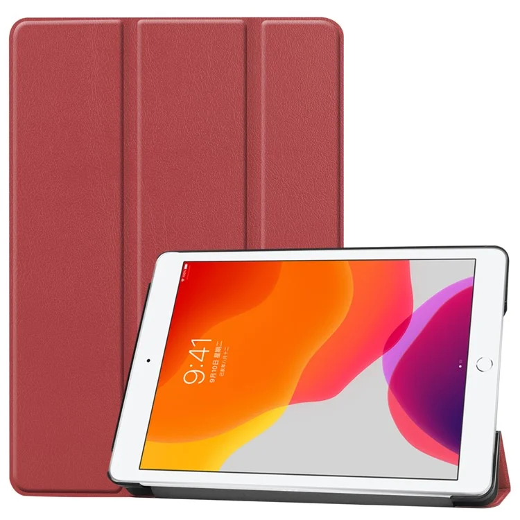 Трехстворчатая подставка-чехол для iPad 10.2 (2021) / (2020) / (2019) из искусственной кожи с защитным смарт-чехлом с автоматическим режимом сна/пробуждения - винно-красный