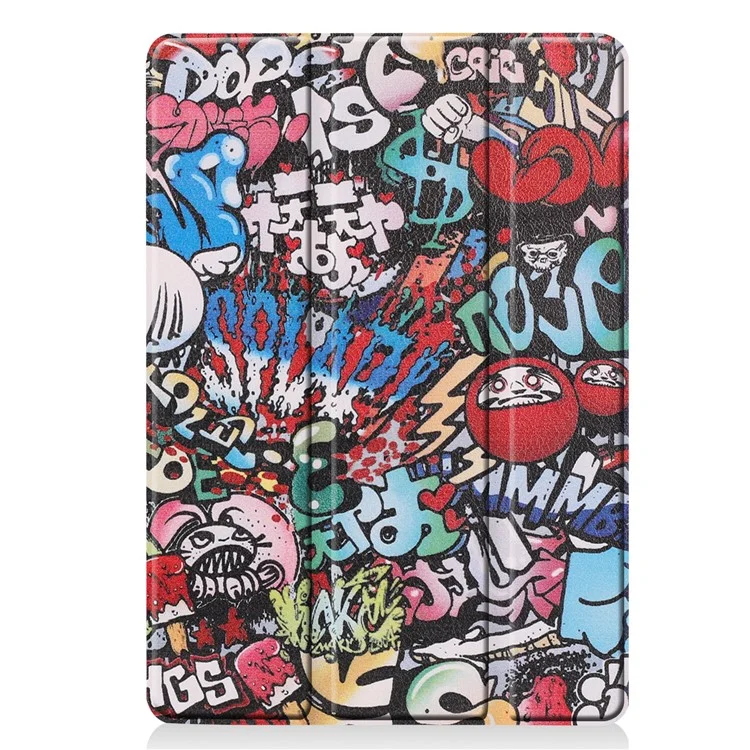 Impresión de Patrones de Moda PU Cuero Tri-fold Stand Case Para Ipad 10.2 (2021)/(2020)/(2019) - Patrón de Graffiti