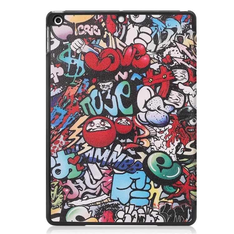 Impressão de Padrões de Moda PU Catula Tri-folto de Couro de Couro Para Ipad 10.2 (2021)/(2020)/(2019) - Padrão de Graffiti