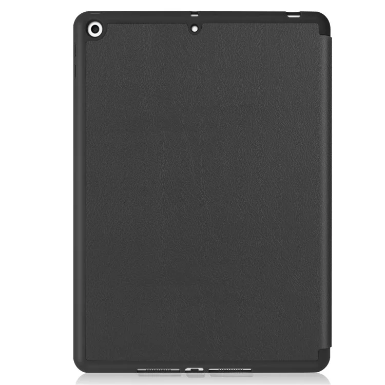 Multifunction Tri-fold Stand Leather Smart Tablet Cover Full Protection Case with Pen Slot for iPad 10.2 (2021)/(2020)/(2019) - Black