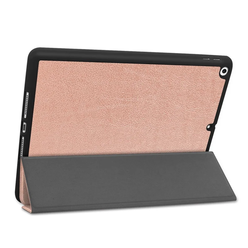 Leather Tablet Cover for iPad 10.2 (2021) / (2020) / (2019) Tri-Fold Stand Protection Case with Pen Slot - Rose Gold