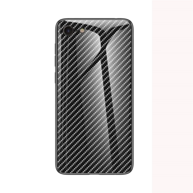 Casa de Vidrio Templado de Fibra de Carbono + PC + Celular de TPU Para Iphone 8/7/SE (2020)/SE (2022) - Fibra Negra