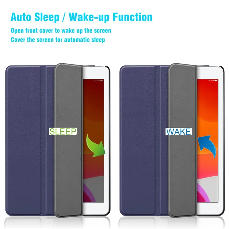 ENKAY HAT PRINCE Smart Leather Cover Shell with Tri-fold Stand Casing for iPad 10.2 (2021)/(2020)/(2019) - Dark Blue