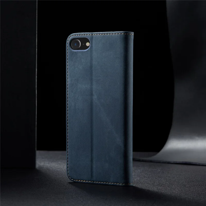 Jeans Cloth Texture Retro Style Leather Case for iPhone 6/6S - Blue
