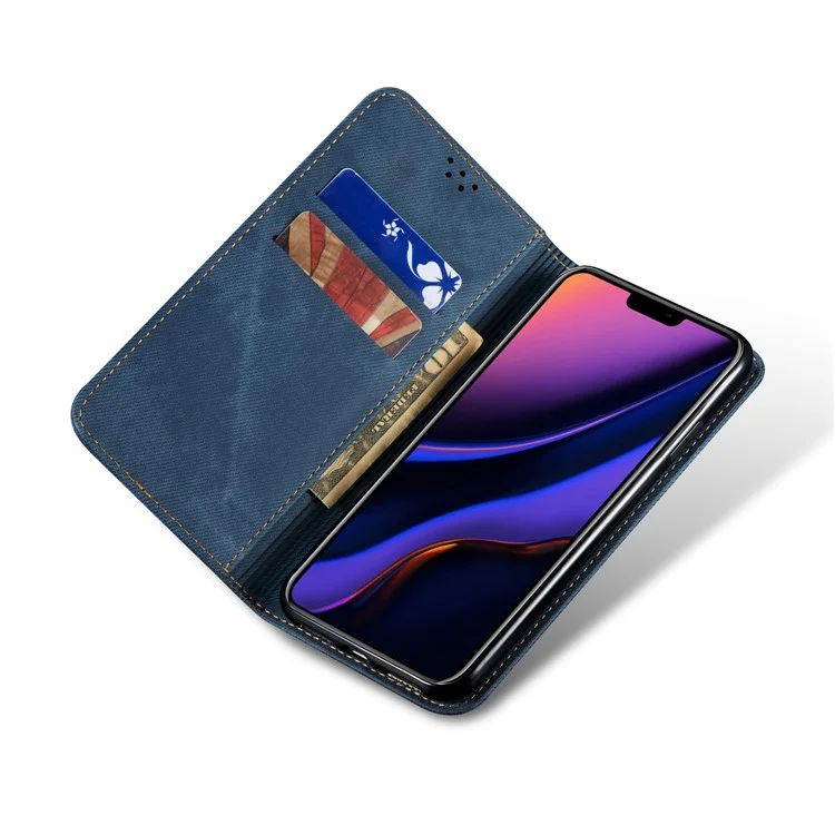 Vintage Jeans Texture Flip Leather Cover Para Iphone 11 6.1 Pulgadas (2019) - Azul
