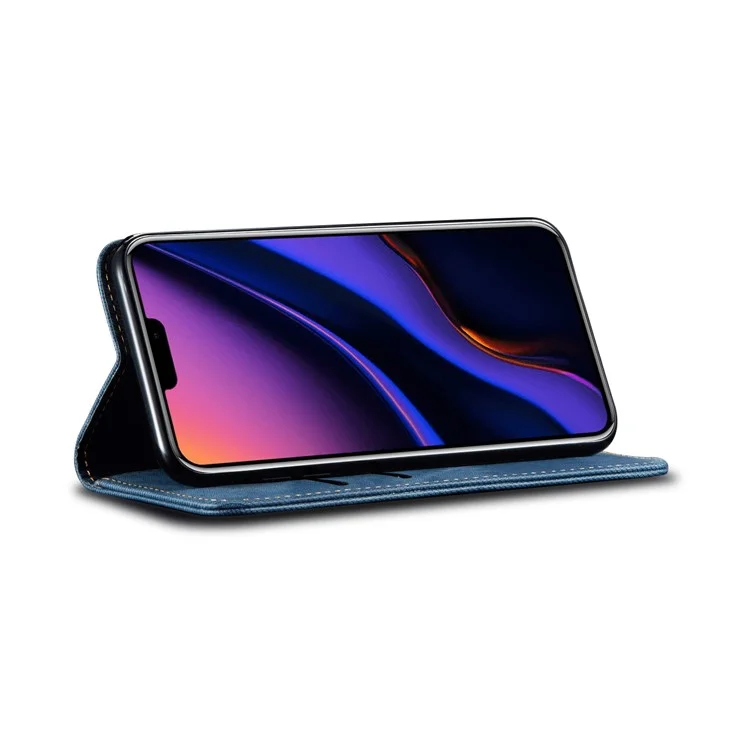 Vintage Jeans Texture Flip Leather Cover Para Iphone 11 6.1 Pulgadas (2019) - Azul