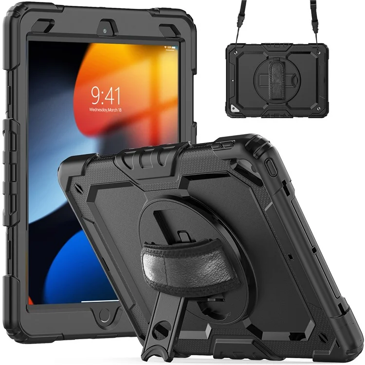 Handy Strap Combo Tablet Cover mit Schultergurt + Bildschirmschutz für iPad Air 10.5 Zoll (2019)/Pro 10.5 Zoll (2017) - Komplett Schwarz