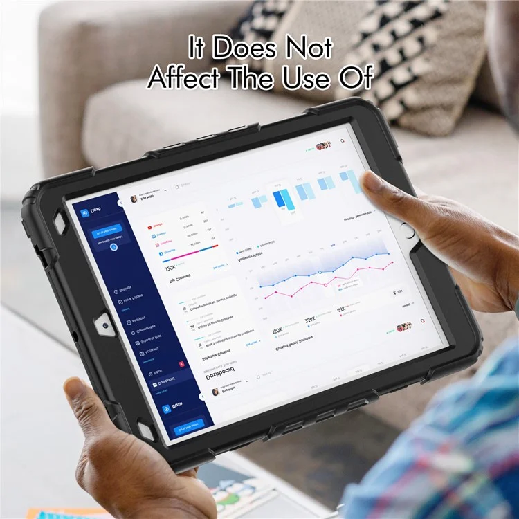 Handy Strap Combo Tablet Cover mit Schultergurt + Bildschirmschutz für iPad Air 10.5 Zoll (2019)/Pro 10.5 Zoll (2017) - Komplett Schwarz