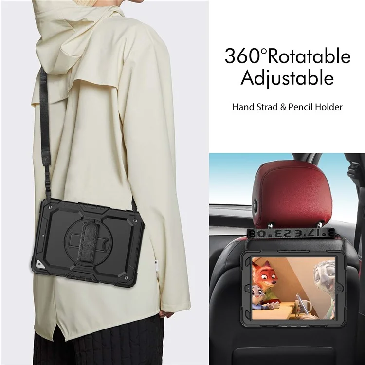 Handy Strap Combo Tablet Cover mit Schultergurt + Bildschirmschutz für iPad Air 10.5 Zoll (2019)/Pro 10.5 Zoll (2017) - Komplett Schwarz