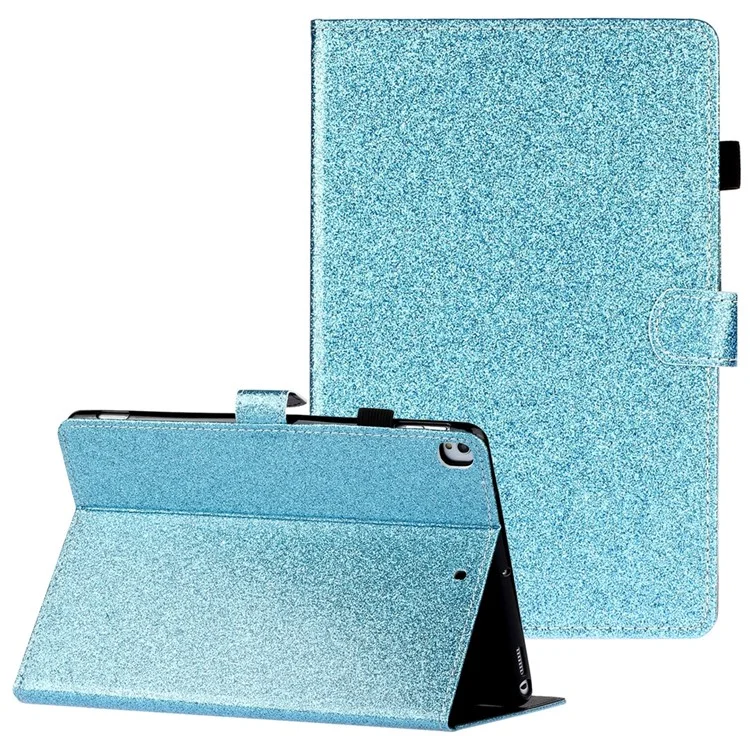 Glitter Shiny Sparkle Leather Stand Stand Tampo Caso de Tablet de Proteção Com Sono /visor Automático Para o Ipad 10.2 (2021) /(2020) /(2019) - Ciano