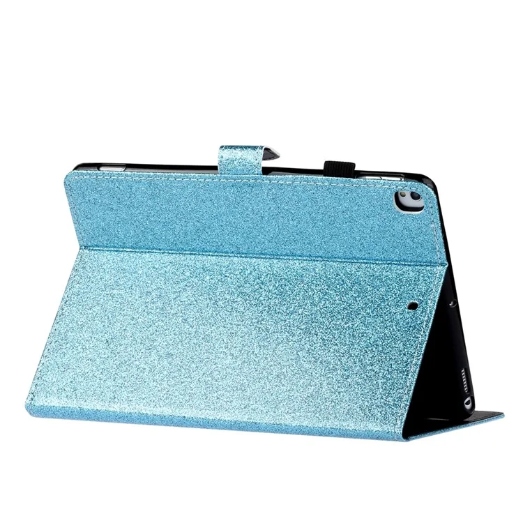 Glitter Shiny Sparkle Leather Stand Stand Tampo Caso de Tablet de Proteção Com Sono /visor Automático Para o Ipad 10.2 (2021) /(2020) /(2019) - Ciano