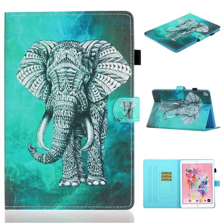 Printing PU Leather Stylish Tablet Casing for iPad 10.2 (2021)/(2020)/(2019) - Elephant