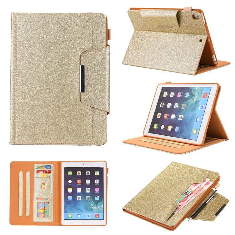 Couvercle de Support en Cuir en Cuir en Poudre Flash à Boucle en Métal Pour Ipad 10.2 (2021) / (2020) / (2019) / Pro 10.5-pouces (2017) / Air 10,5 Pouces (2019) - or