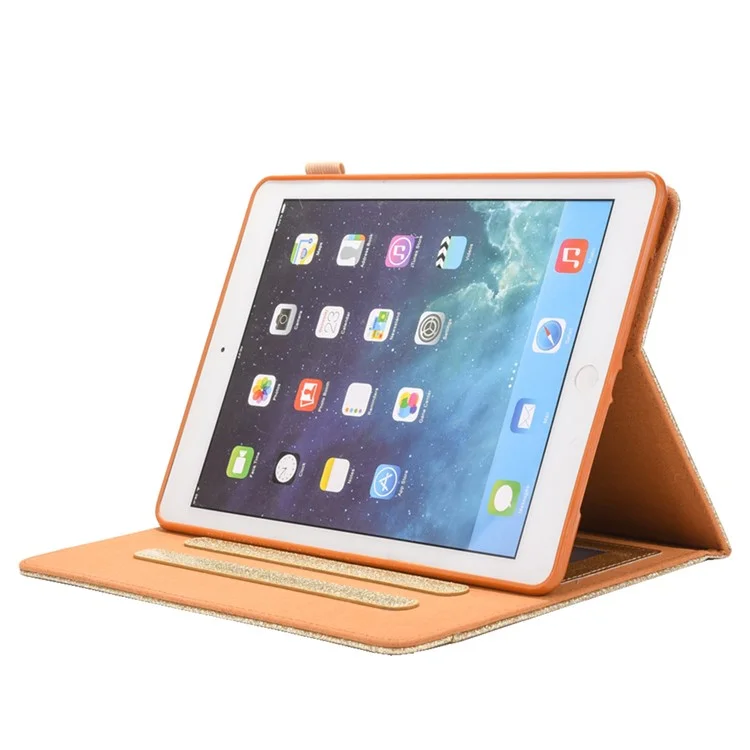 Couvercle de Support en Cuir en Cuir en Poudre Flash à Boucle en Métal Pour Ipad 10.2 (2021) / (2020) / (2019) / Pro 10.5-pouces (2017) / Air 10,5 Pouces (2019) - or