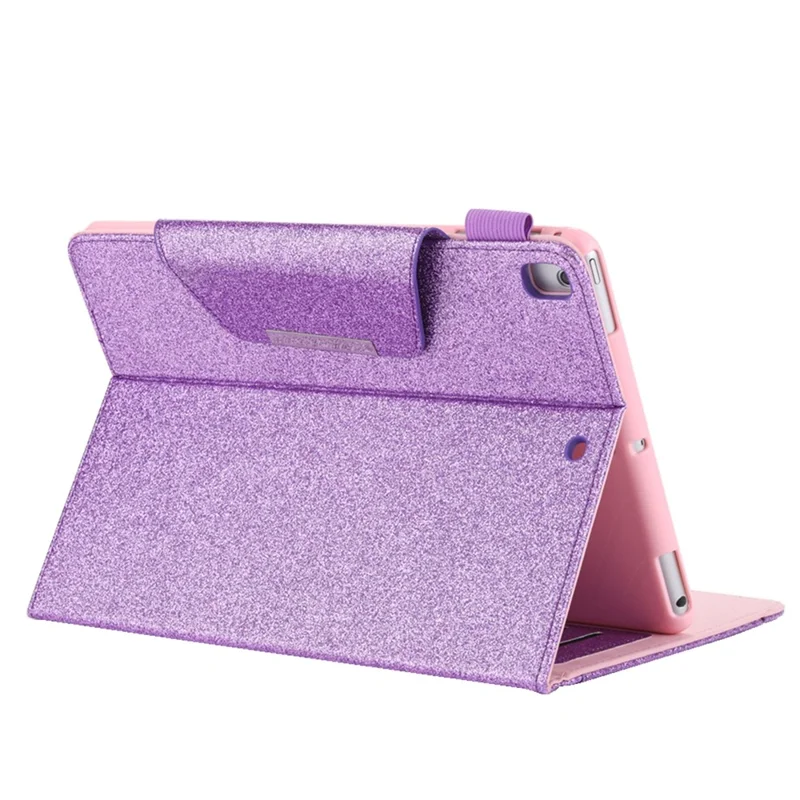 Metal Buckle Flash Powder Wallet Stand Leather Stand Cover for iPad 10.2 (2021)/(2020)/(2019)/Pro 10.5-inch (2017)/Air 10.5 inch (2019) - Purple
