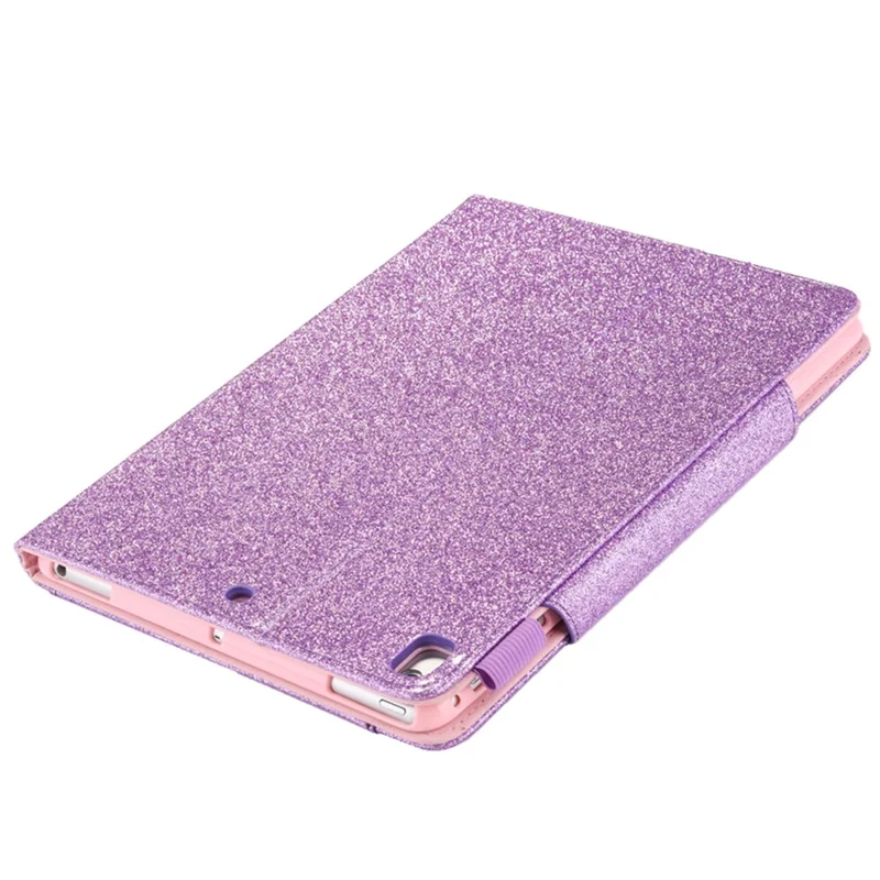 Metal Buckle Flash Powder Wallet Stand Leather Stand Cover for iPad 10.2 (2021)/(2020)/(2019)/Pro 10.5-inch (2017)/Air 10.5 inch (2019) - Purple