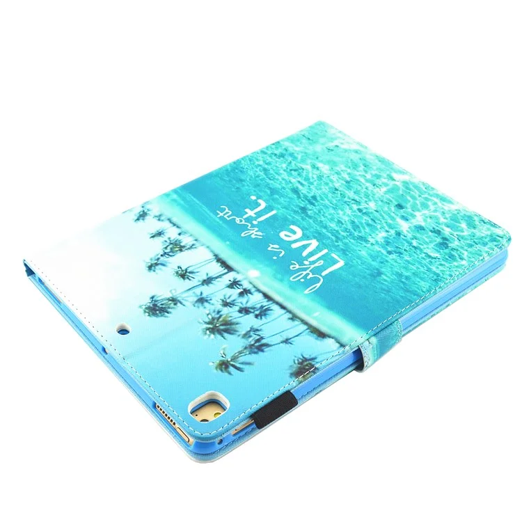Gemustertes PU-Leder-Standfutteral für Apple iPad 10.2 (2021)/(2020)/(2019)/Pro 10.5 Zoll (2017)/Air 10.5 Zoll (2019)/Pro 10.5 Zoll (2017)/Air 10.5 Zoll (2019) - Strand