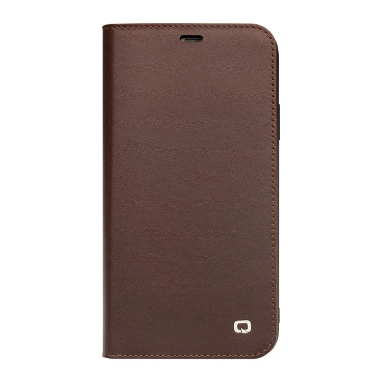 QIALINO For iPhone 11 Pro 5.8 inch Top Cowhide Leather Phone Cover Wallet Full Protection Folio Flip Case - Coffee