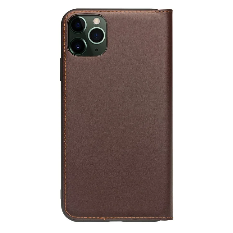 QIALINO For iPhone 11 Pro 5.8 inch Top Cowhide Leather Phone Cover Wallet Full Protection Folio Flip Case - Coffee