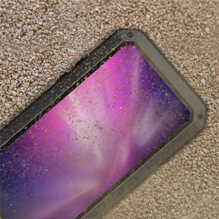 Tank-Stil Metall + Silikon + gehärtetes Glas 360° Komplettschutzschale für iPhone 11 Pro 5,8 Zoll (2019) - Schwarz