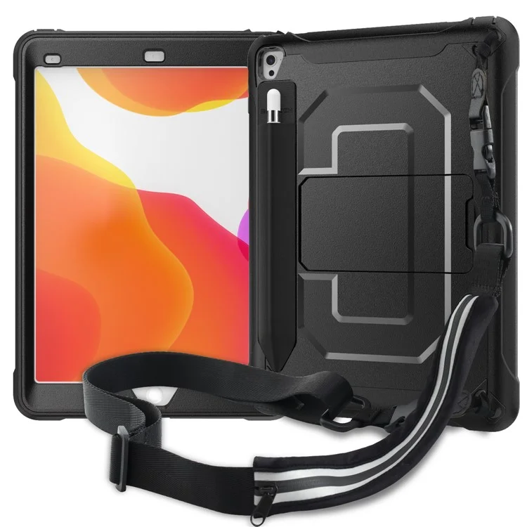 Case PC + TPU Avec Béquille et Bandoulière Pour Ipad Pro 9,7 Pouces (2016) / Ipad Air (2013) - le Noir