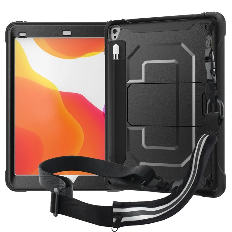 Case PC + TPU Avec Béquille et Bandoulière Pour Ipad Pro 9,7 Pouces (2016) / Ipad Air (2013) - le Noir