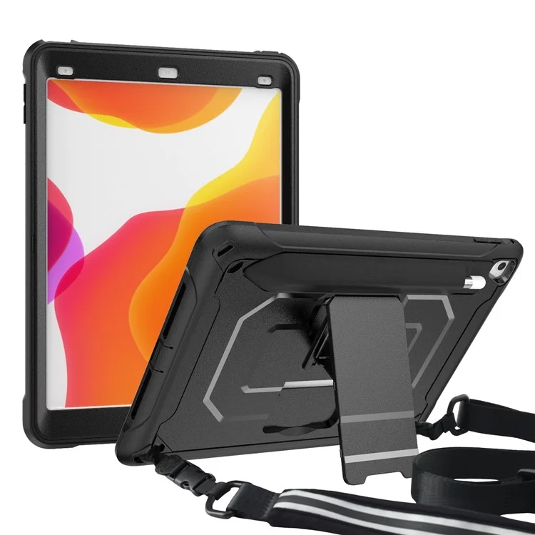 PC + Case TPU Con Correa de Patada y Hombro Para Ipad Pro 9.7 Pulgadas (2016)/iPad Air (2013) - Negro