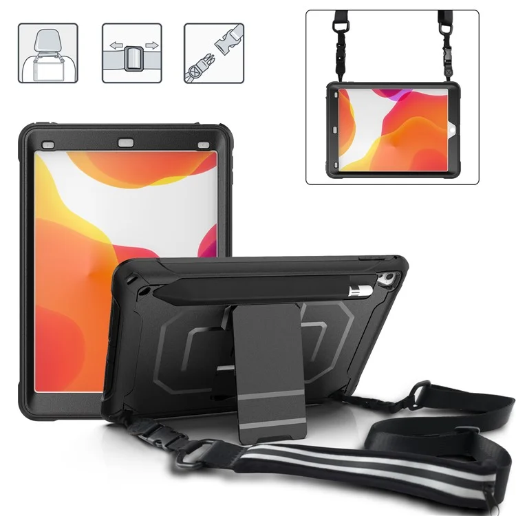 PC + Case TPU Con Correa de Patada y Hombro Para Ipad Pro 9.7 Pulgadas (2016)/iPad Air (2013) - Negro