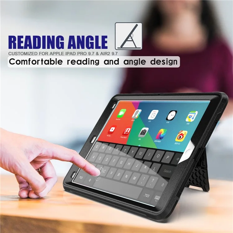 Anti-drop Kickstand PC + Case с Держателем Ручки Для Ipad Air 2/iPad Pro 9,7 Дюйма (2016) - Черный